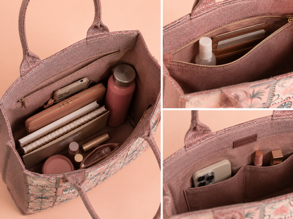 Pink Palm Canvas Tote Bag