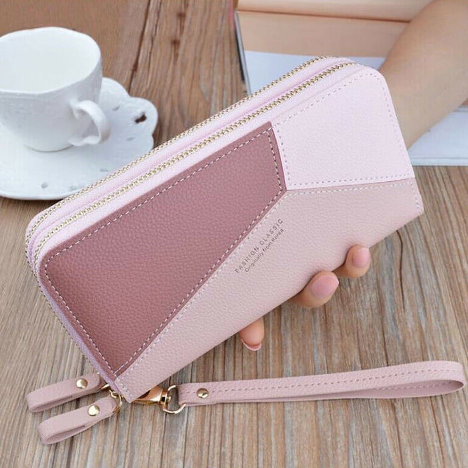 Double Zipper Clutch with Wrist Strap