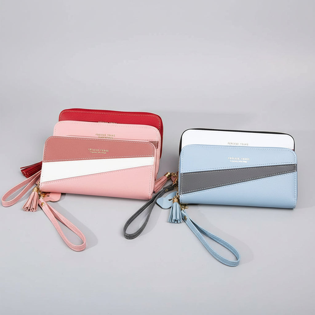 Double Zipper Clutch with Wrist Strap