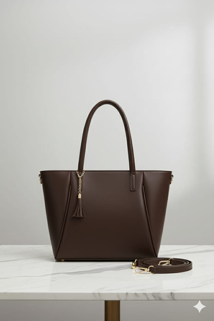 Noir Tassel Structured Tote Bag