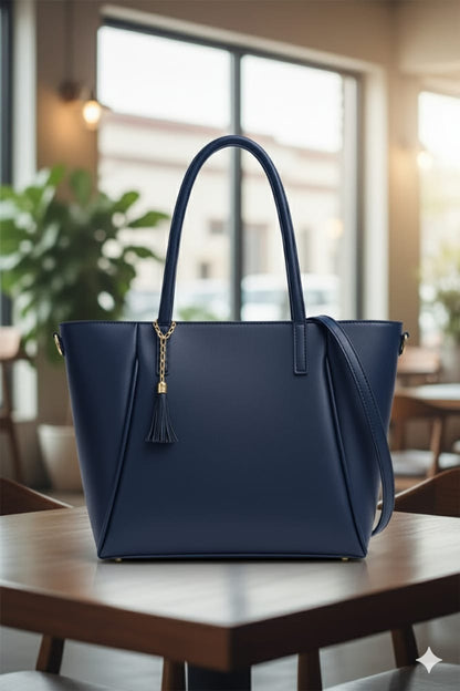 Noir Tassel Structured Tote Bag